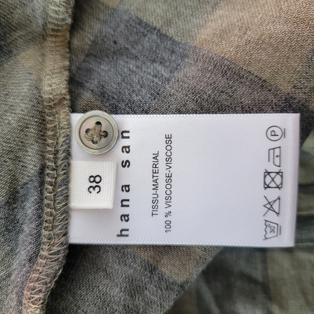 Hana San Oviv Khaki Check Button Up Shirt 38 6/8 M - Picture 14 of 14